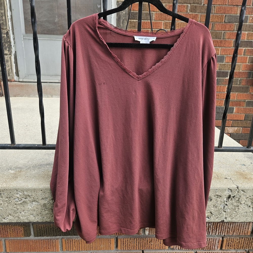 Women's Mauve V-Neck Long Sleeve Top